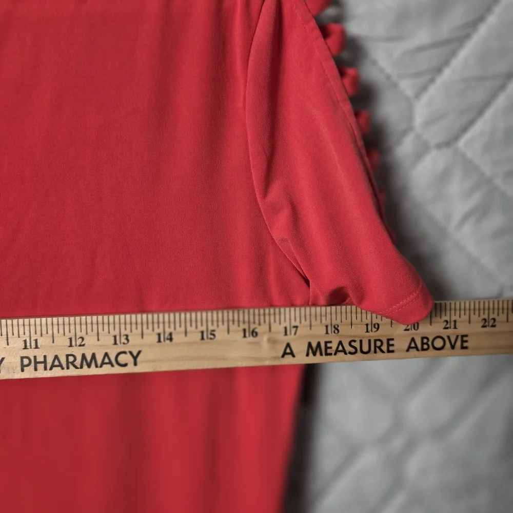 Michael Kors Shirt Sleeve Orange Bright Ruby Top Size M